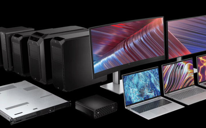 A selection of HP laptops, servers and workstations