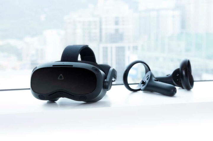 HTC Vive Focus 3 headset on a desk